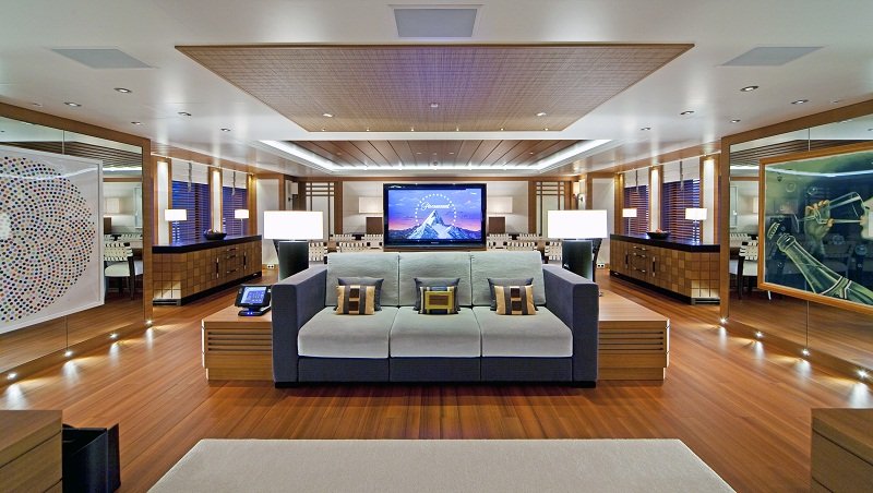 Entertainment lounge on luxury charter yacht Mary Jean II